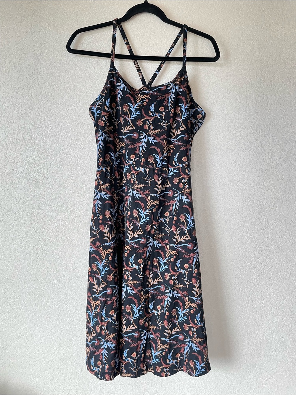 Pact Organic Cotton Whimsy Floral Fit Flare Dress Black Racerback L - Picture 4 of 12